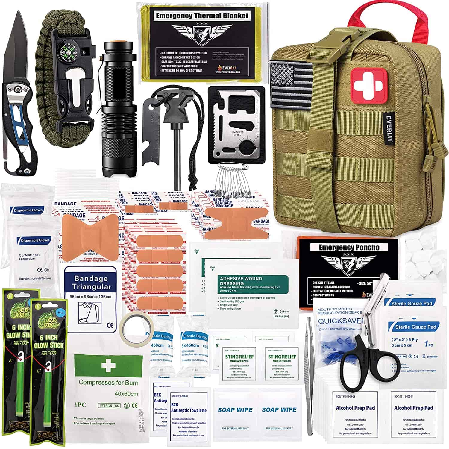 Bruine Survival EHBO-set Bevat een EHBO-set van 250 stuks