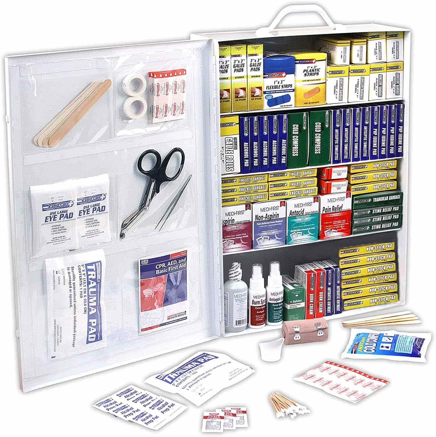 Wandmontage 4 Shelf First Aid Kit kabinet Bevat 1100 Piece